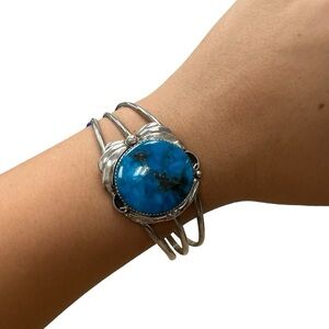 Sterling Silver turquoise cuff bracelet 28.7 grams